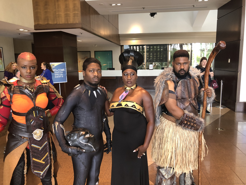 Wakanda cosplay is this? The best Black Panther cosplay around, with Okoye, TâChalla, Ramonda, and MâBaku representing!